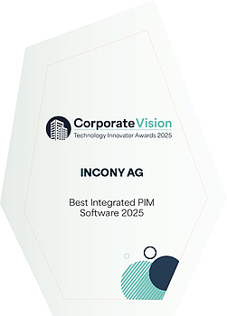 Technology Innovator Award trophy for “Best Integrated PIM Software 2025”