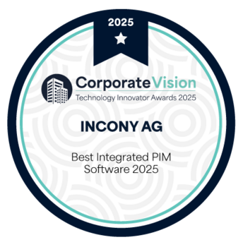 Badge for the Technology Innovator Award for “Best Integrated PIM Software 2025”