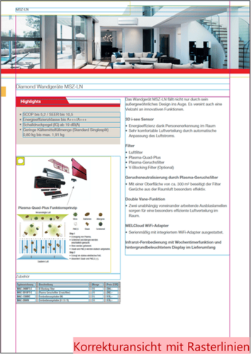 Proof view of the catalog with grid lines