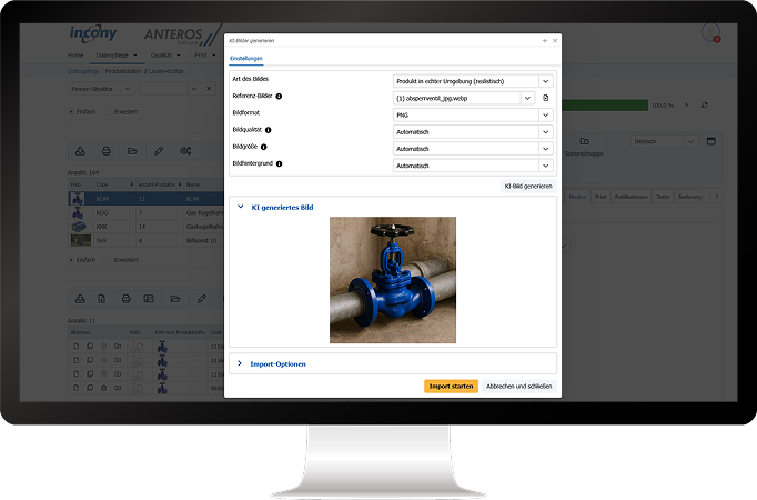 AI-generated images directly in the media area of the PIM system 
