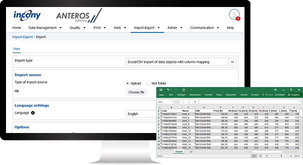 Importing product data into ANTEROS