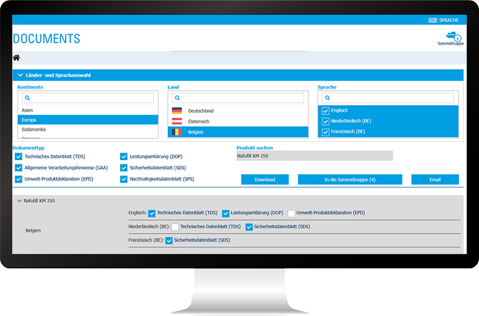 Internal document database centralizes documents from all regional subsidiaries