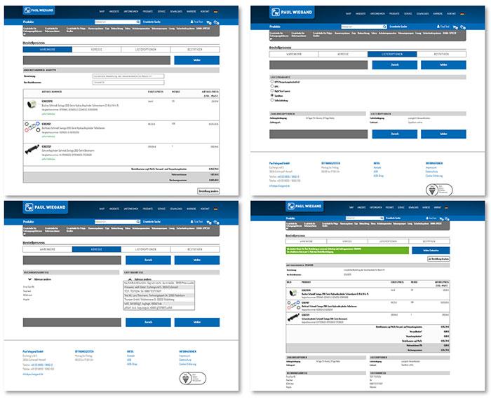 Screenshot of ordering process at Paul Wiegand