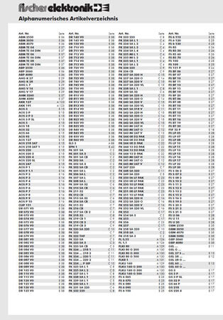 Article number directories of product catalogs and price lists