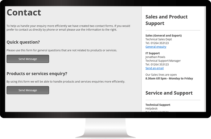 Shop contact page