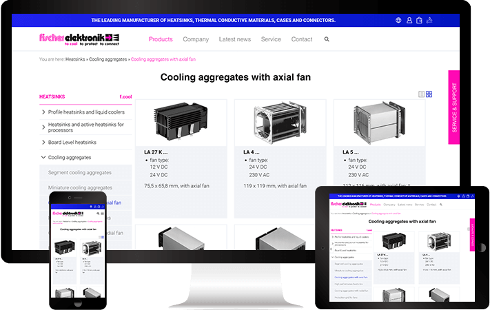Webshop that adapts responsively to the resolutions of PC, tablet and mobile phone
